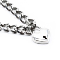 Metalen halsband met hart hangslot - zilver