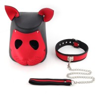 Neopreen muizenmasker met halsband - rood