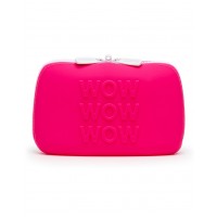 Opbergtas wow wow wow siliconen met rits - roze