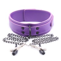 Tepelklemmen met halsband - paars