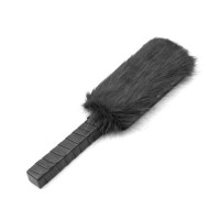 PU leren paddle met dons - zwart
