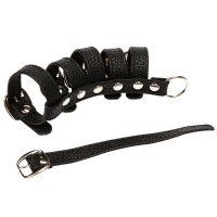PU leren cockring met balzak splitter
