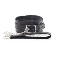 pu leren halsband bont zwart