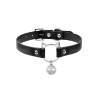 pu leren halsband katten bel zwart