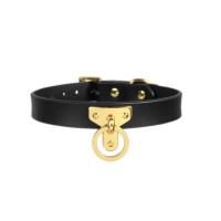 pu leren halsband met gouden ring