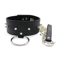 pu leren halsband spikes grote ring
