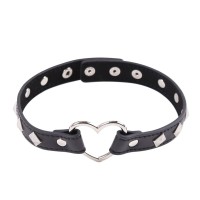 pu leren halsband hartjes gesp