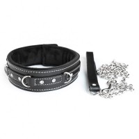 pu leren halsband kristallen