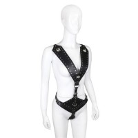 PU leren harnas met open kruis string 