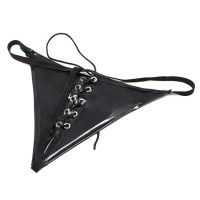 pu leren lingerie string strik zwart