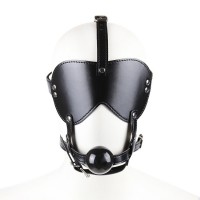 PU leren oogmasker met gag - zwart 