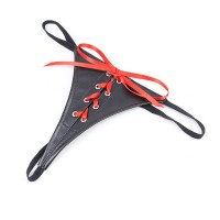 pu leren string zwart rood veter