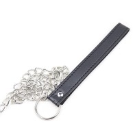 PU leren aanlijnketting zwart - 60 cm