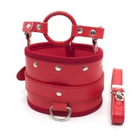 PU leren rode halsband met ring gag en riem