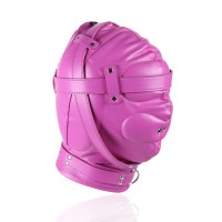 Roze PU leren hoofdmasker met kussens