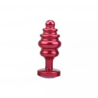 Metalen buttplug met kristal - rood