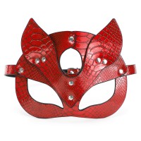 PU leren kattenmasker rood schubben
