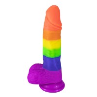 Siliconen regenboog dildo met zuignap - 19 cm
