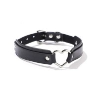 smalle pu leren halsband harten ring
