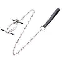 Metalen vaginaklem met aanlijnketting - 60 cm