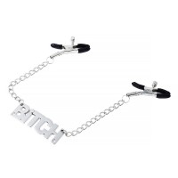 Metalen tepelklemmen met BITCH ketting
