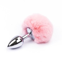 Zilveren buttplug met roze konijnenstaart