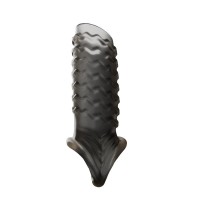 zwart transparante siliconen penissleeve met ribbels