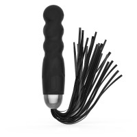 Zwarte vibrator met flogger zweep