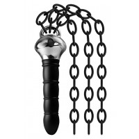 Zwarte vibrator met flogger zweep