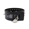 PU leren halsband met studs, riem en slot - zwart