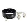Halsband met tepelklemmen en slot - zwart