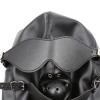 Bondage Play leren hoofdmasker met afneembaar mondknevel, mond en oogmasker 