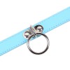 Dunne blauwe halsband met ring metalen ring