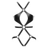 bondage play harnas body suit zwart leder