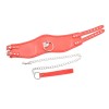PU leren halsband met riem en ring - rood overzicht