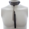 PU leren halsband met studs en riem - zwart