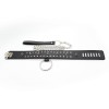 PU leren halsband met studs, riem en slot - zwart overzicht