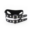 bondage halsband zwart twee gespen