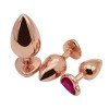 Buttplug set 3 stuks - rose goud & paars kristal