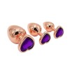 Buttplug set 3 stuks - rose goud & paars kristal