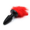Siliconen buttplug met veren rood 36 - 110 mm