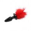 Siliconen buttplug met veren rood 36 - 110 mm