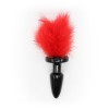 Siliconen anaalplug met veren rood 36 - 110 mm