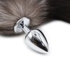 Metalen buttplug zwart witte staart 40 - 90 mm plug