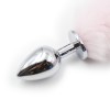 Metalen buttplug roze witte staart 