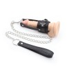 leren cockring met aanlijnketting