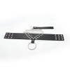 dikke bondage halsband met riem en ring zwart