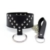dikke halsband met riem en ring zwart