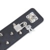 BDSM halsband met spikes, riem en slot - zwart slotje