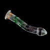 Glazen dildo transparant met flower- 17 cm